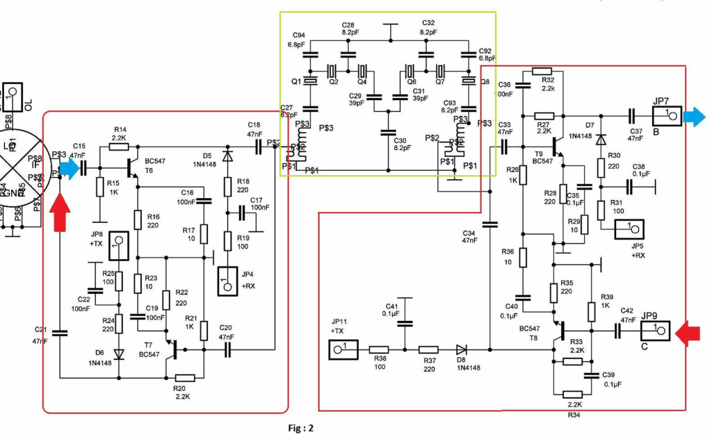 Partie FI 4,9152 MHz et filtre à quartz